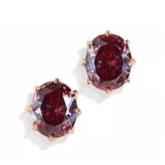 Kate Spade Berry Red Purple Cubic Zirconia Oval Post Earrings - Picture 8 of 12